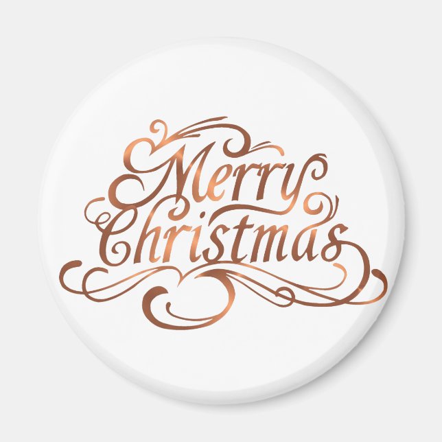 Skriptdesign för kopparutseendet God jul Magnet (Framsidan)