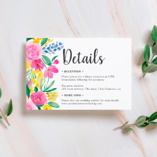 Skriptdetaljer för Boho bright-blommor bröllop Inbjudningar