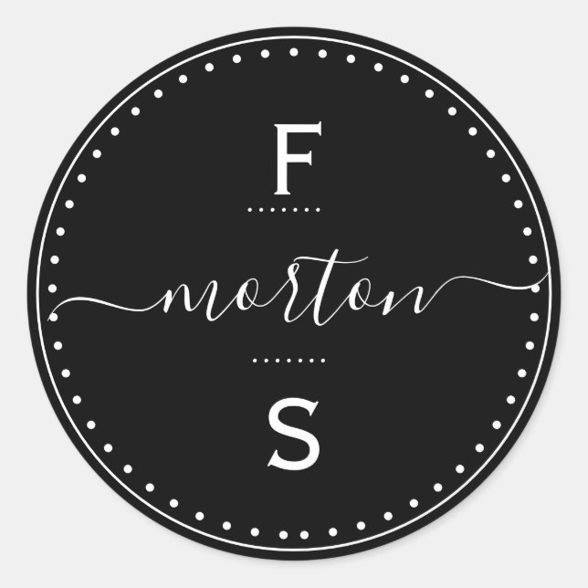 Skriptefternamn med Initialer Runt Klistermärke (Framsida)