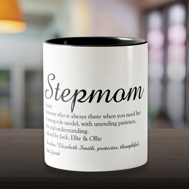 Skriptens bästa någonsin, Stepmor-definition Två-Tonad Mugg (Script Best Ever Stepmom, Stepmother Definition Two-Tone Coffee Mug)