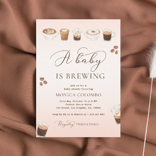Skriptet A Baby är Brewing Rosa Coffee Baby Shower Inbjudningar