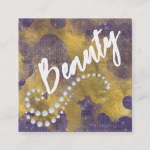 *~* Skriptet BEAUTY Lila Gold Foil-Affärskort Fyrkantigt Visitkort