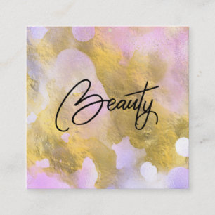 *~* Skriptet BEAUTY Rainbow Gold Foil, Affärskort Fyrkantigt Visitkort