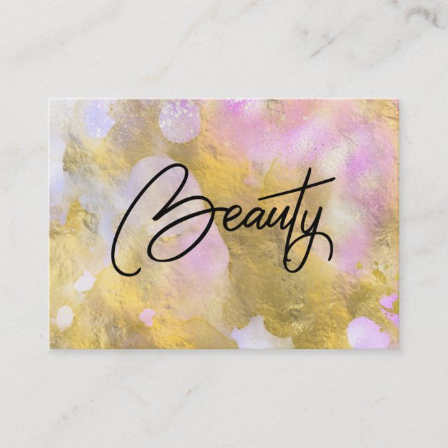 *~* Skriptet BEAUTY Rosa Gold Foil-Affärskort Visitkort (Framsida)
