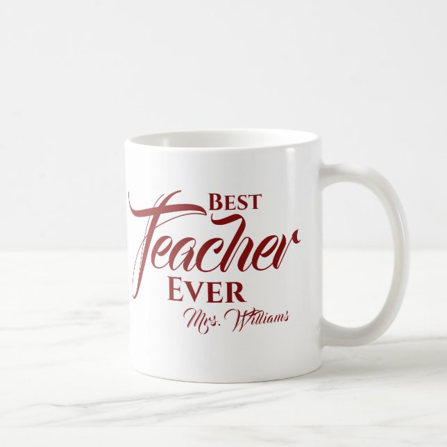 Skriptet Best Teacher Alltid Burgundy Typography N Kaffemugg (Höger)
