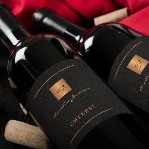 Skriptet Black guld elegant, modern personlig namn Vinflaska Etikett