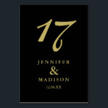 Skriptet bröllop Bord guld med svart personlig Bordsnummer<br><div class="desc">Bröllop</div>