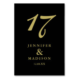 Skriptet bröllop Bord guld med svart personlig Bordsnummer