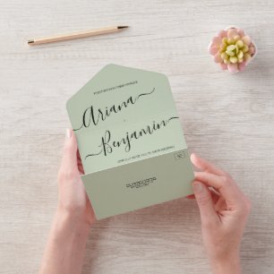 Skriptet Bröllop Elegant Namn i Modern Grönt Chic