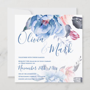 Skriptet Bröllop för Blommigten Cute Watercolor Bl Inbjudningar