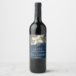 Skriptet Bröllop för den blå vintermarinen Vinflaska Etikett