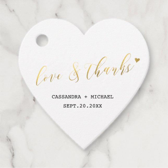 Skriptet Bröllop för den vita chicen elegant guld Gåvor Etiketter (Framsida)