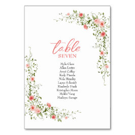 Skriptet Bröllop i rosa ros i botaniska Elegant Bordsnummer