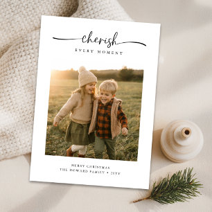 Skriptet Cherish All Moment Family Photo jul Julkort
