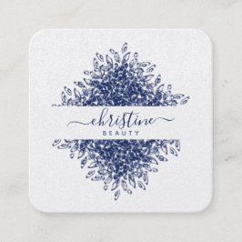 Skriptet chic Navy Blue Mandala Teckning Namnteckn Fyrkantigt Visitkort