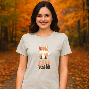 Skriptet Cute Fox Illustration & Retro Fall Vibes T Shirt