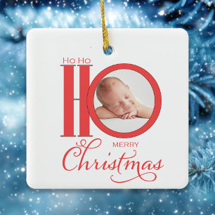 Skriptet Cute Jul Photo Jultomten Typography Julgransprydnad Keramik