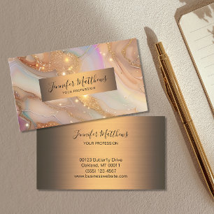 Skriptet elegant Guld Agate Glitter Visitkort