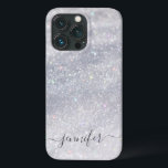Skriptet elegant Silver Glitter | Anpassat namn<br><div class="desc">Höj din iPhone 13 Pro med det fantastiska anpassade namnet fodral,  med skript för elegant silver glitter. Skräddarsy den med ditt namn eller initialer för att få en personlig,  samtidigt som du ser till att mobila är väl skyddad med en snyggt. En perfekt som blandar glamor och funktioner!</div>