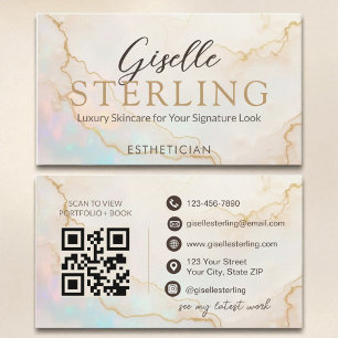 Skriptet Esthetician Elegant Pearl Opal Guld Visitkort