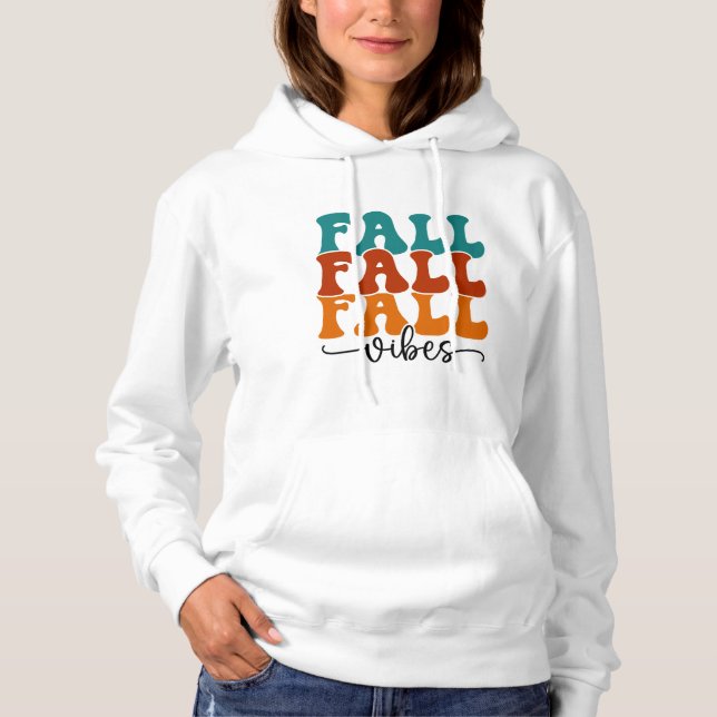 Skriptet Fall Fall Fall Vibes Typografi T Shirt (Framsida)