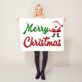 Skriptet god jul Jultomten red grönt Fleecefilt