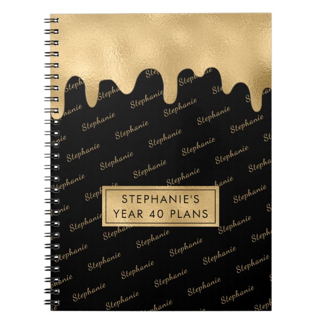 Skriptet Gold Foil Elegant Typography Namn Mönster Anteckningsbok (Framsidan)