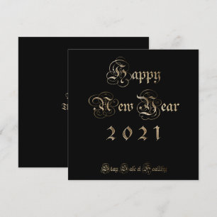 Skriptet Gott nytt år 2021 Elegant Black and Guld Julkort