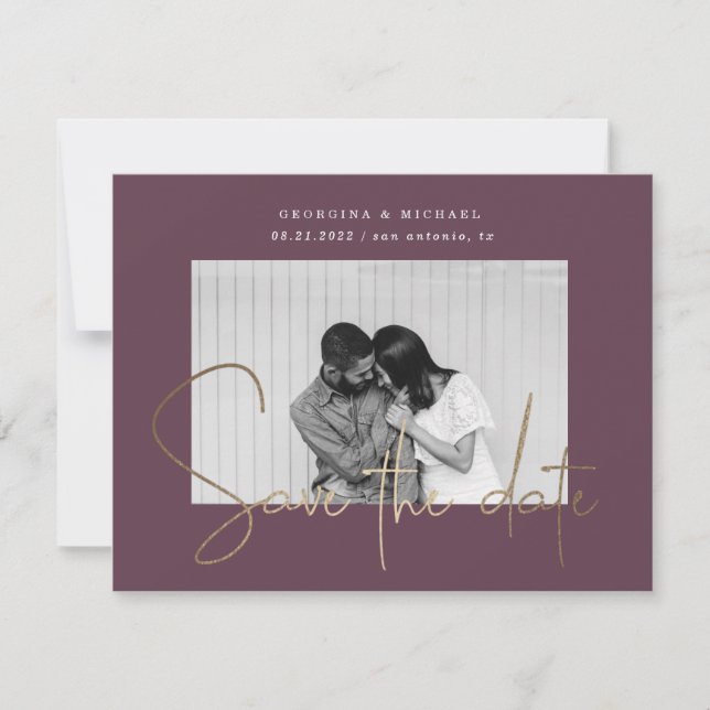 Skriptet guld ett foto spara datumet för vykortet (Framsida)