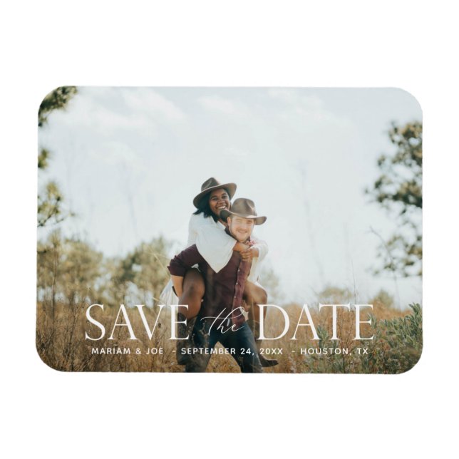 Skriptet H Modern 2 Photo Save the Date Magnet (Horisontell)
