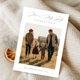 Skriptet har ett Holly Jolly-julfamiljfoto Julkort