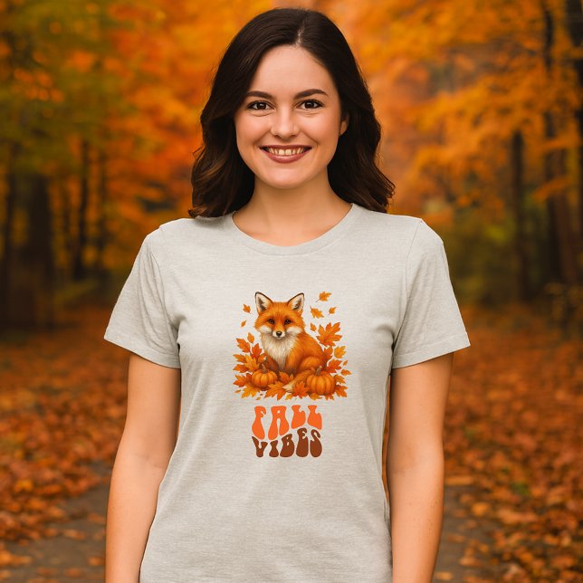 Skriptet Höstfox och Fall Vibes T Shirt (Skapare uppladdad)