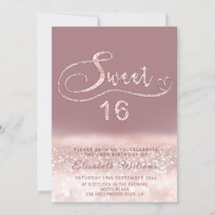 Skriptet Invi, Adsible Glam ro guld glitter Inbjudningar