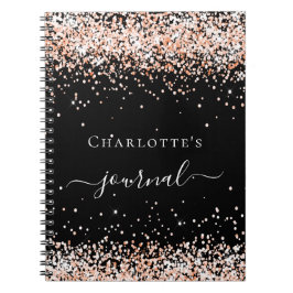 Skriptet journal i ro vid guld vid glitter anteckningsbok