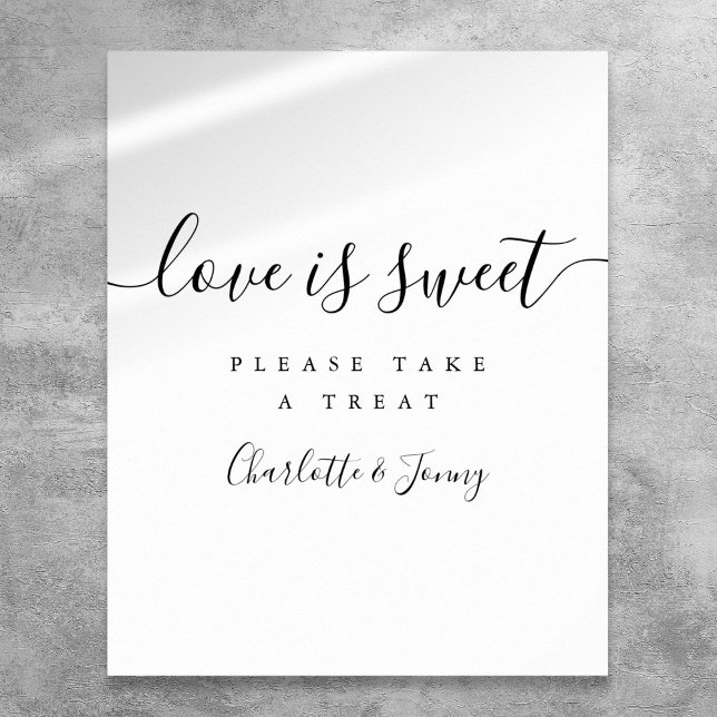 Skriptet Kärlek för svart och vit Elegant är ett s Poster (Black And White Elegant Script Love Is Sweet Sign)