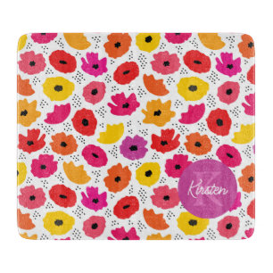 Skriptet Monogram Modern Poppy Blommönster Namn