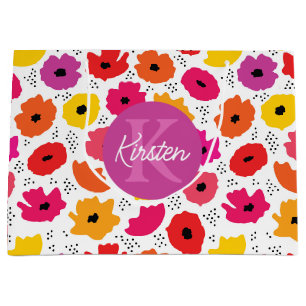 Skriptet Monogram Modern Poppy Blommönster Namn