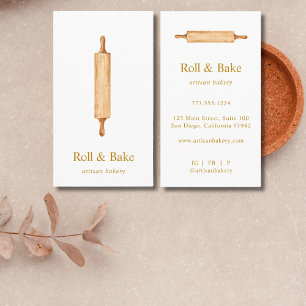 Skriptet Rolling Pin Bakery Chef Caterer Guld Visitkort