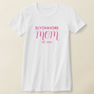 Skriptet Rosa Etablerat Mamma Vitt Anpassat Namn T Shirt