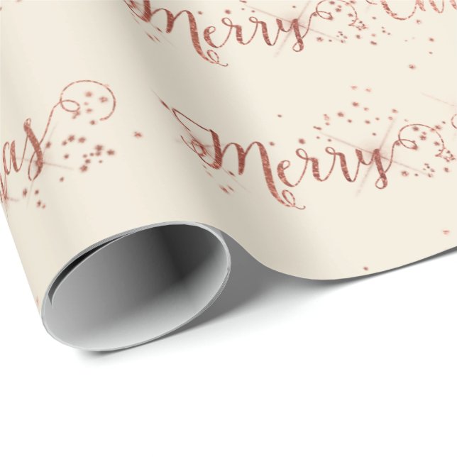 Skriptet rosa ros Guld Ivory Creamy God jul Presentpapper (Rullad Hörn)