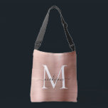 Skriptet rosa ros Guld Monogram Chic Brushed Metal Axelväska<br><div class="desc">Glam Rosa ros Guld Brushed Metall-skript,  Monogram Tote Bag</div>