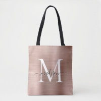 Skriptet rosa ros Guld Monogram Glam Brushed Metal