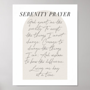 Skriptet Serenity Prayer Minimal Boho Beige Arch Poster
