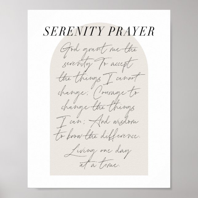 Skriptet Serenity Prayer Minimal Boho Beige Arch Poster (Framsidan)