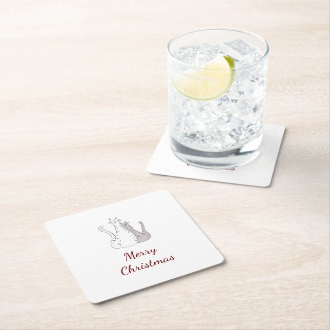 Skriptet Teckning Cute Kattunge Underlägg Papper Kvadrat (Insitu)