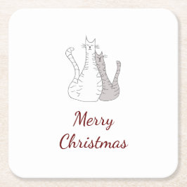 Skriptet Teckning Cute Kattunge Underlägg Papper Kvadrat