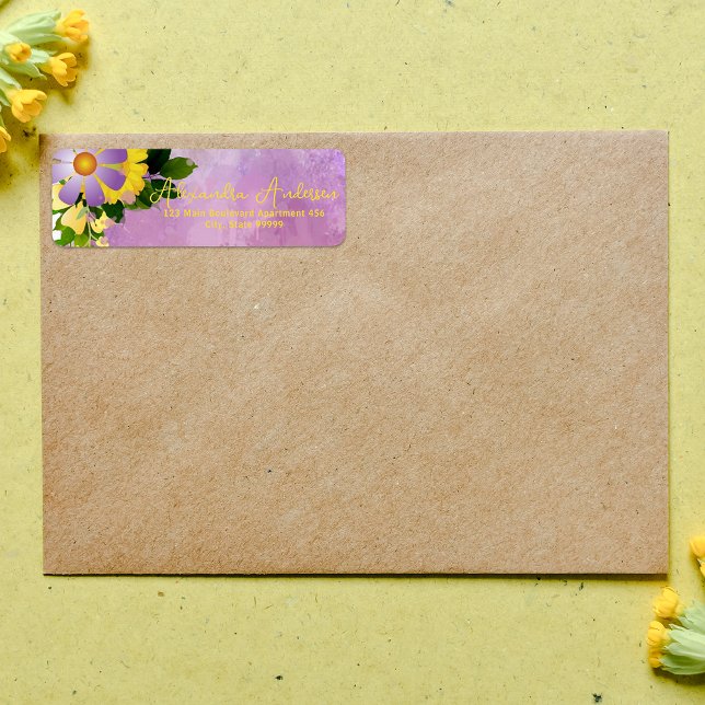 Skriptetikett för Cute Blommigt Romantic Girly Fin Returadress Etikett (Skapare uppladdad)