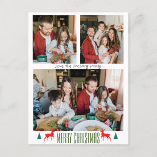 Skriptfamilj 3-foto för Jul-helgdagar Helg Vykort