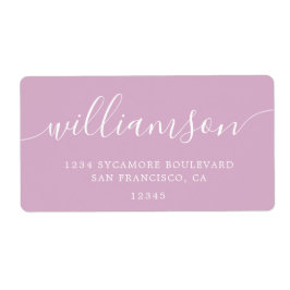Skriptfamilj för returadress i rosa lavendel fraktsedel