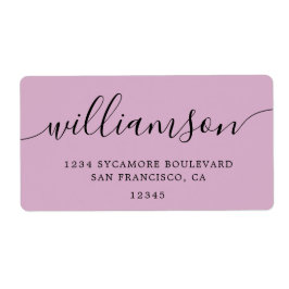 Skriptfamilj för returadress i rosa lavendel fraktsedel
